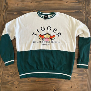 Disney Tigger Colorblock Sweatshirt Small White Green 100 Acre Wood